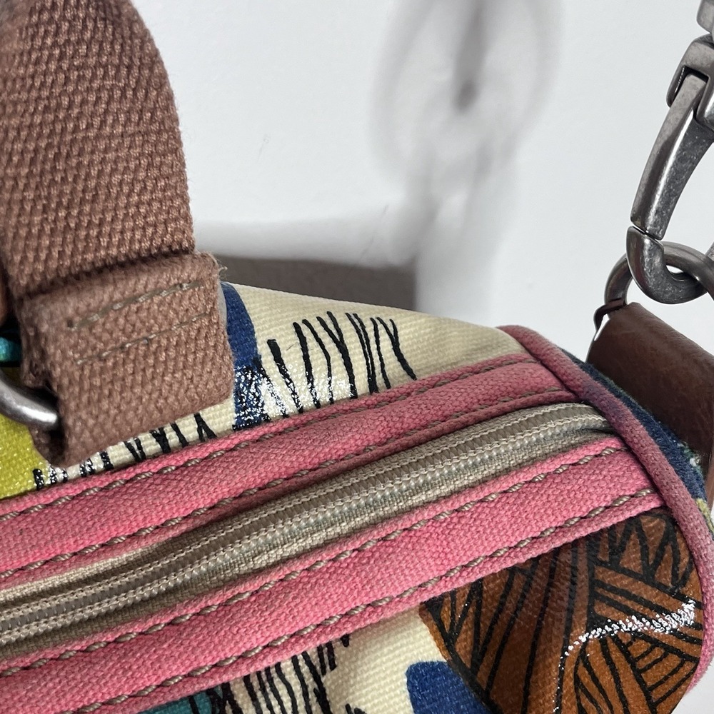 Fossil Keyper Y2K Crossbody Coated Canvas Floral Satchel Bag Colorful Artsy - Picture 7 of 12
